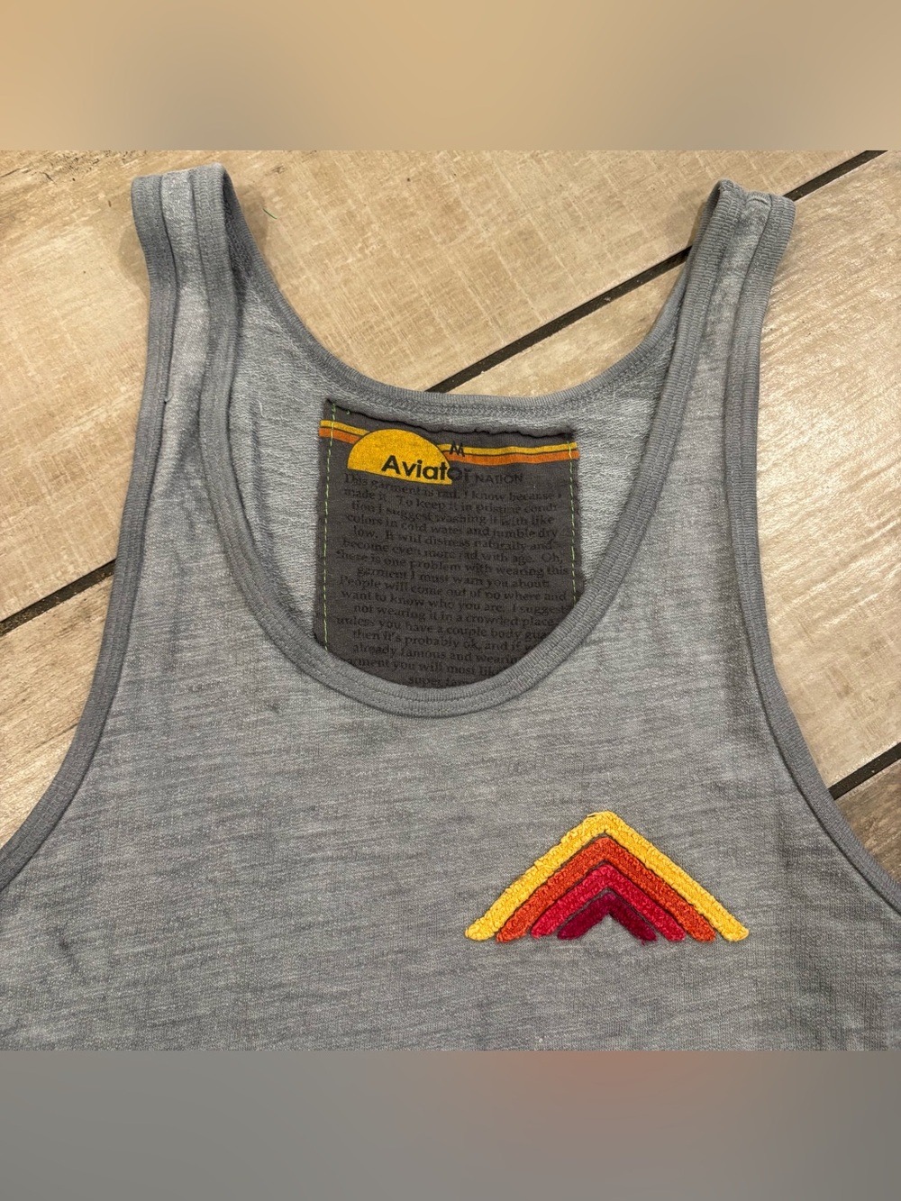 Aviator Nation Gray Tank Top Size Medium Cotton Modal Blend Summer Beach Lake - Picture 4 of 6